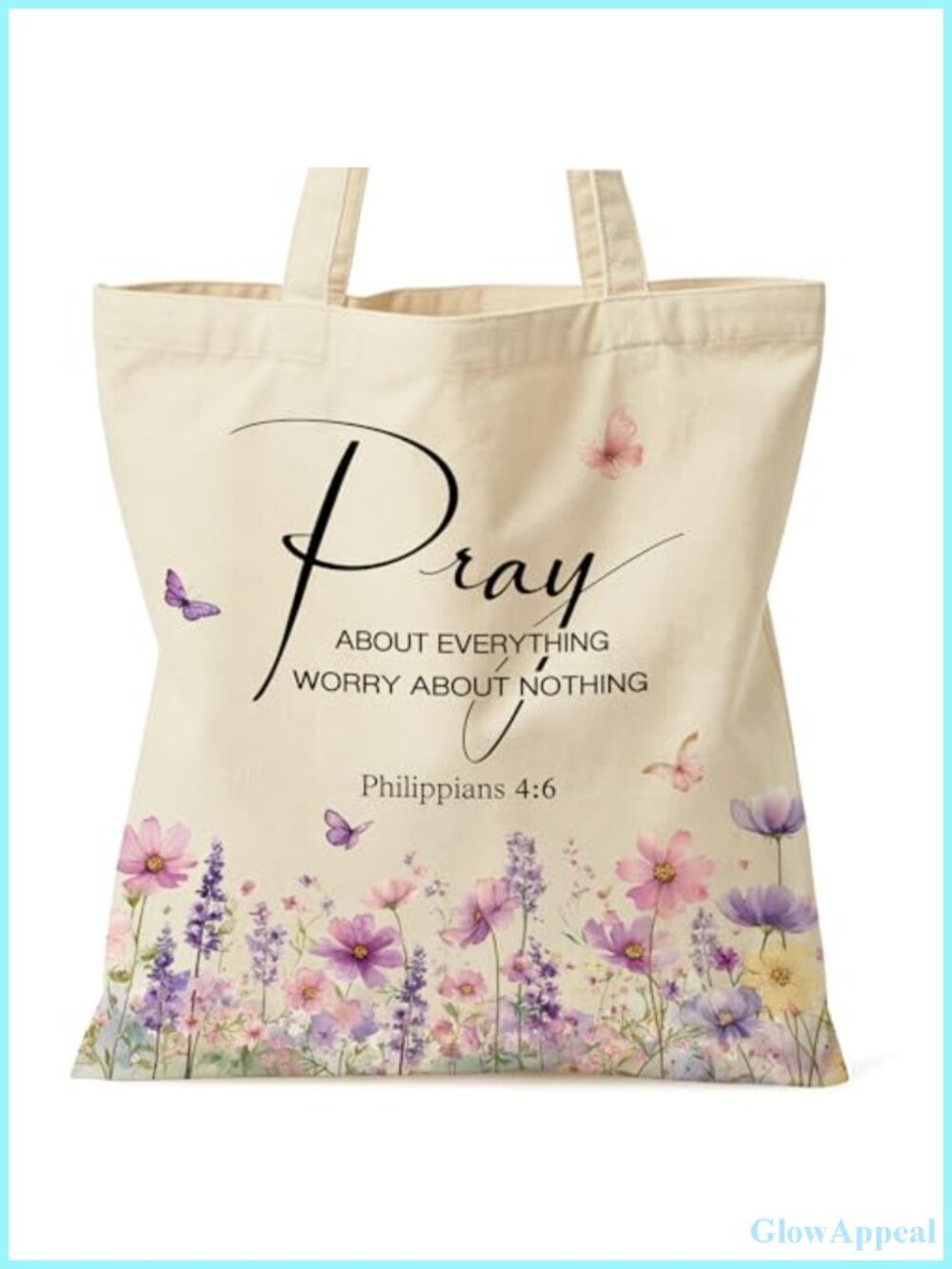 Canvas Tote Bag for Women Church Bible Work Inner Pocket